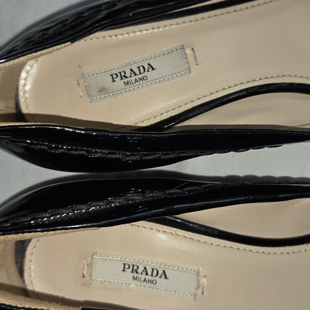 PRADA Black Patent Leather Kitten Heels with Bow 38 1/2 - Picture 3 of 12